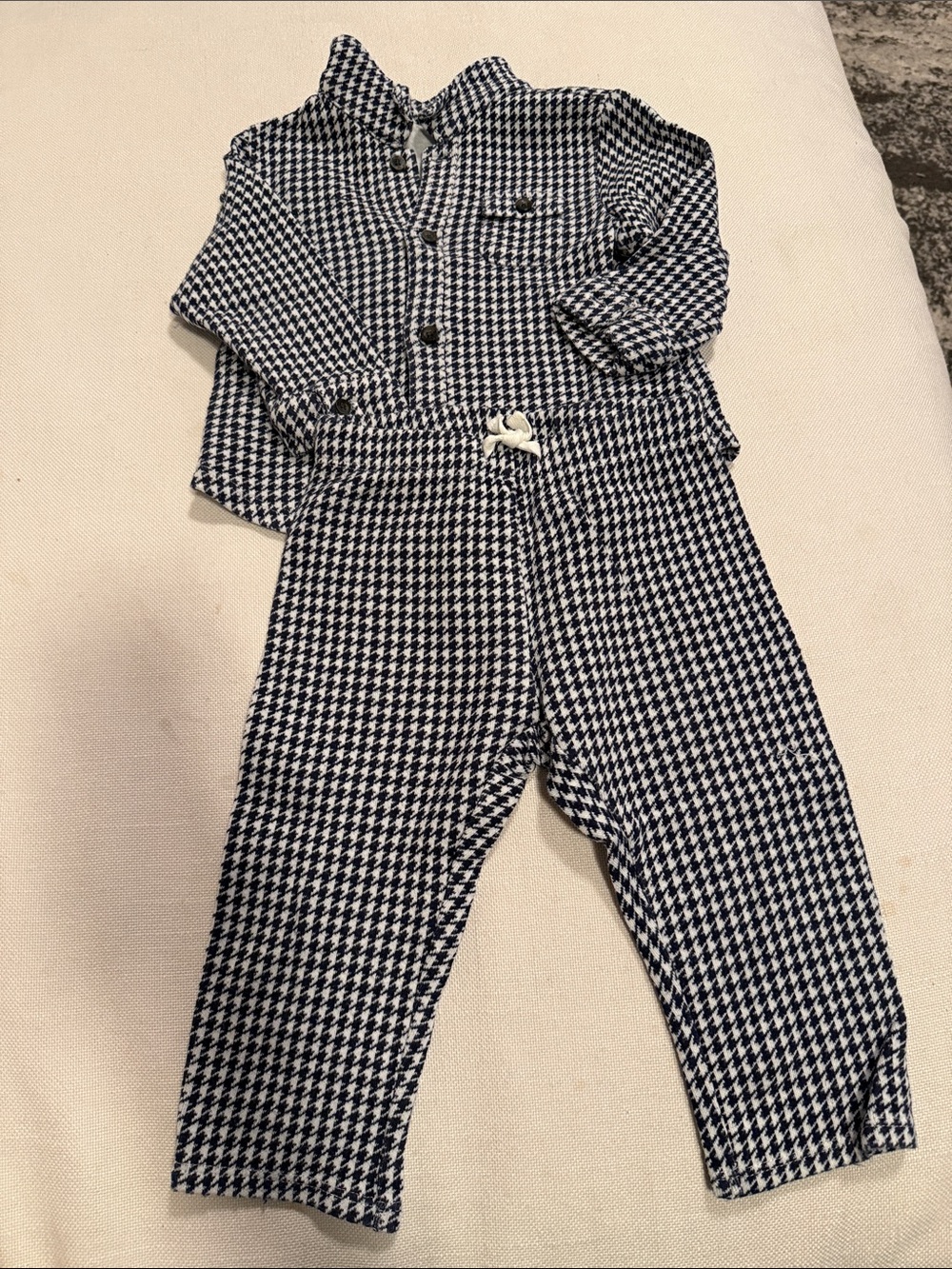 Janie and Jack Navy and White Houndstooth Baby Two-Piece